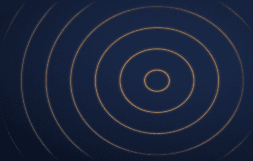 Concentric gold rings tightening around a single point